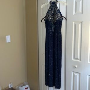 Beautiful blue beaded and sequence evening gown - size 5 -excellent condition